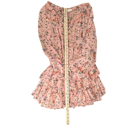 Loveshackfancy Popover Sunset Pink Floral Silk Mini Dress Size S - Picture 13 of 14